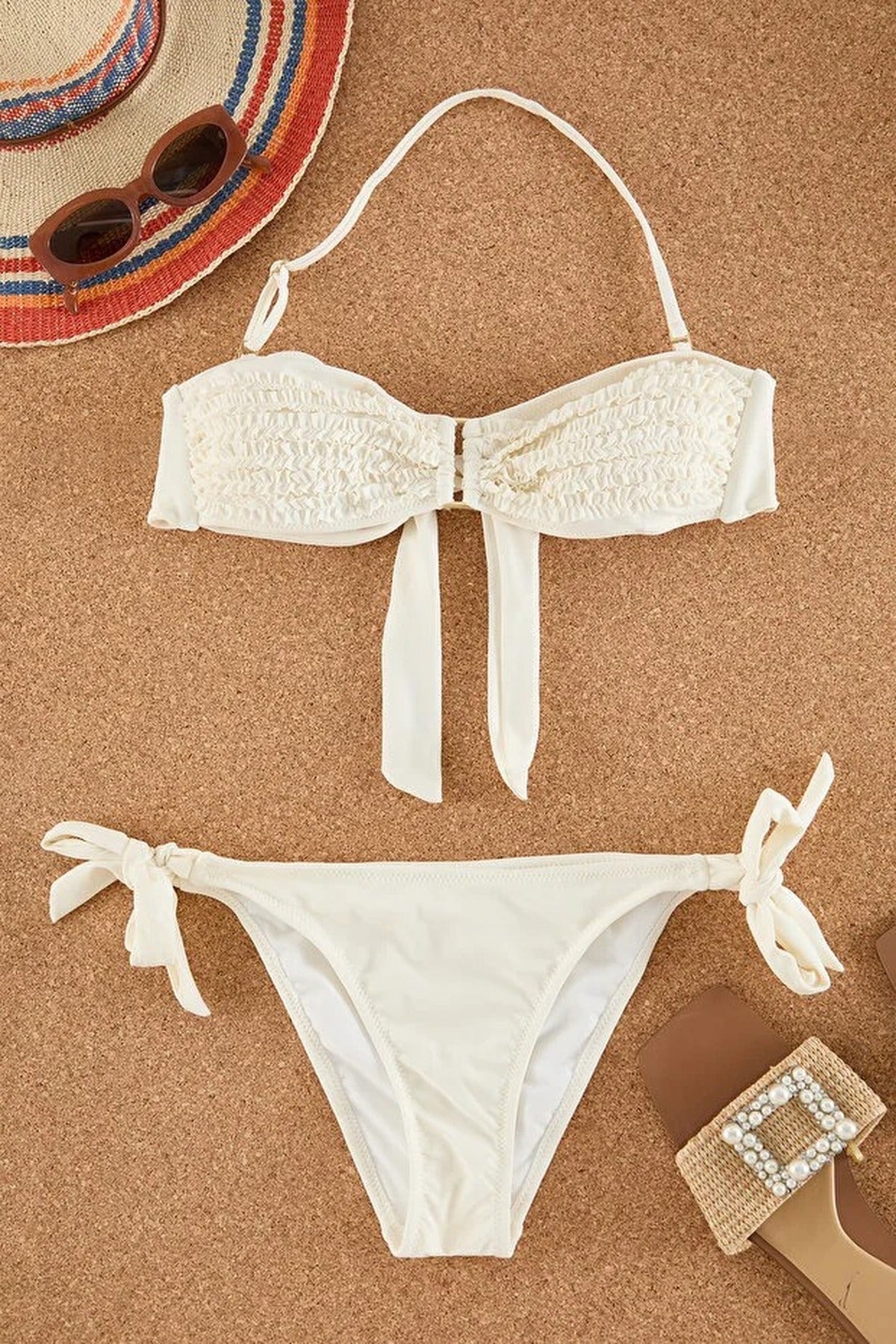 Ruffled Strapless Padded Regular Waist Bikini Set