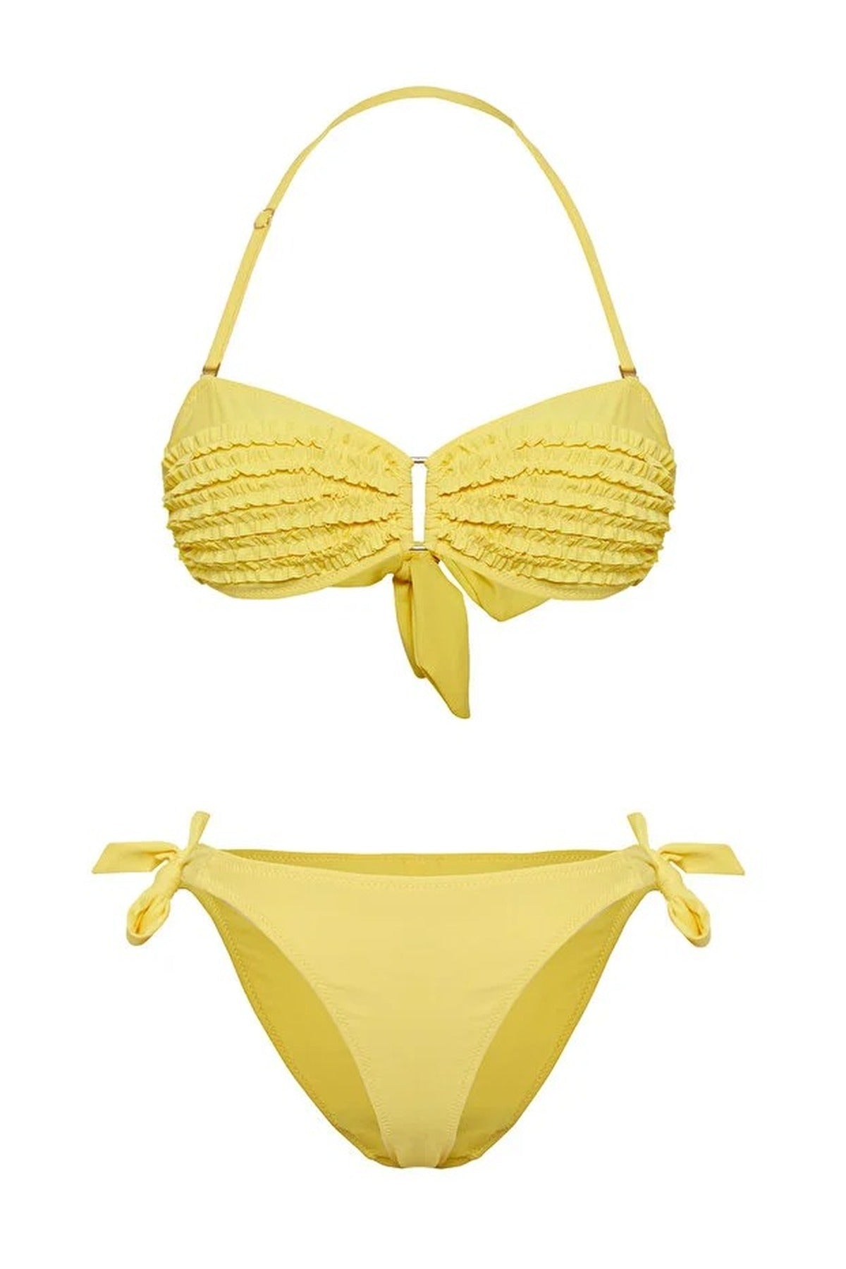 Ruffled Strapless Padded Regular Waist Bikini Set