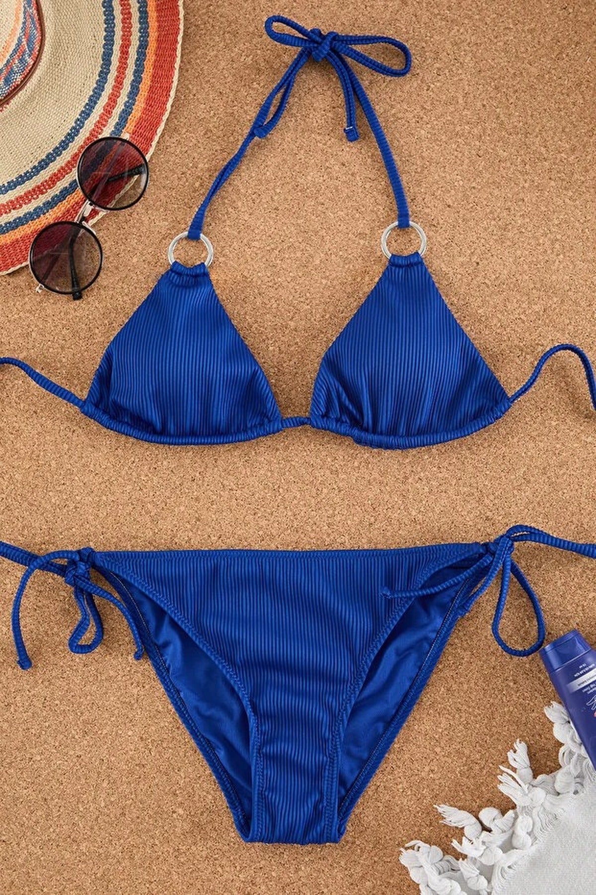 Triangle Padded Regular Waist Bikini Set with Accessories