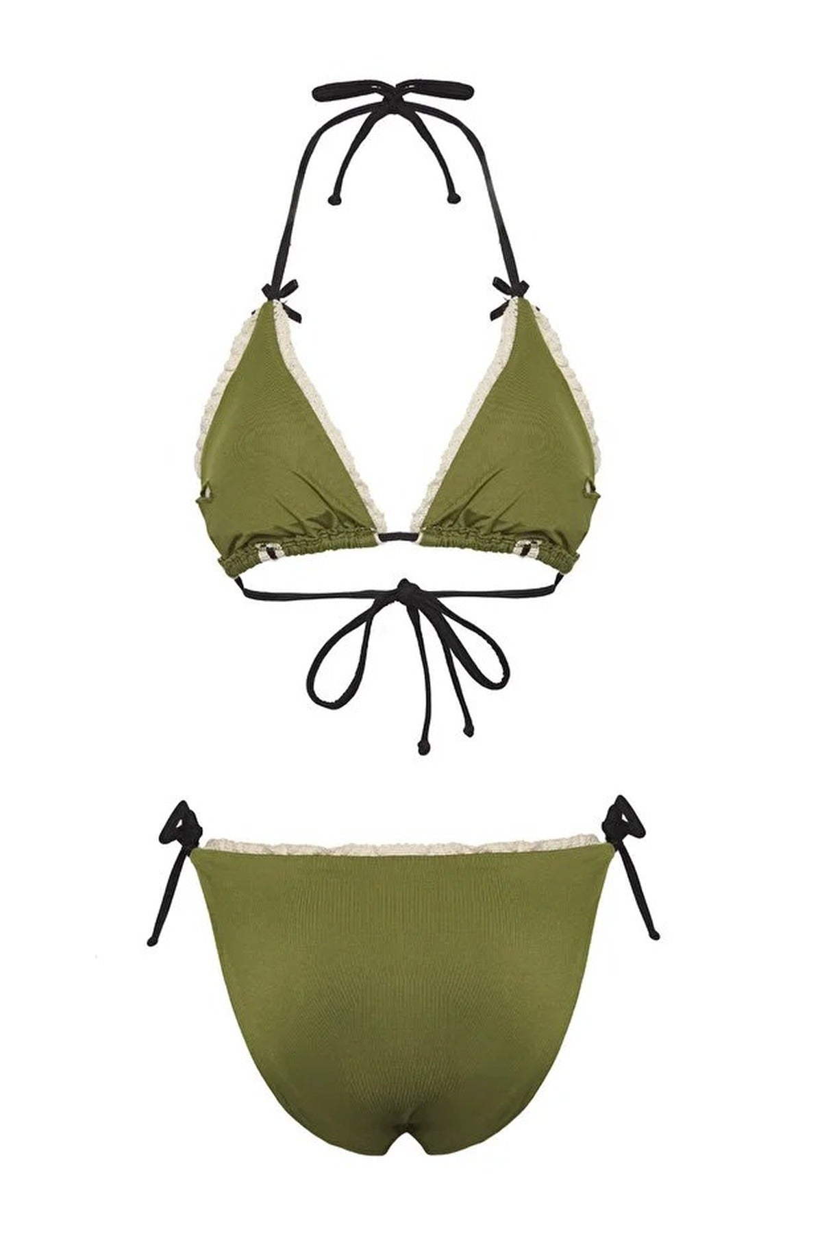 Striped Triangle Padded Regular Waist Bikini Set