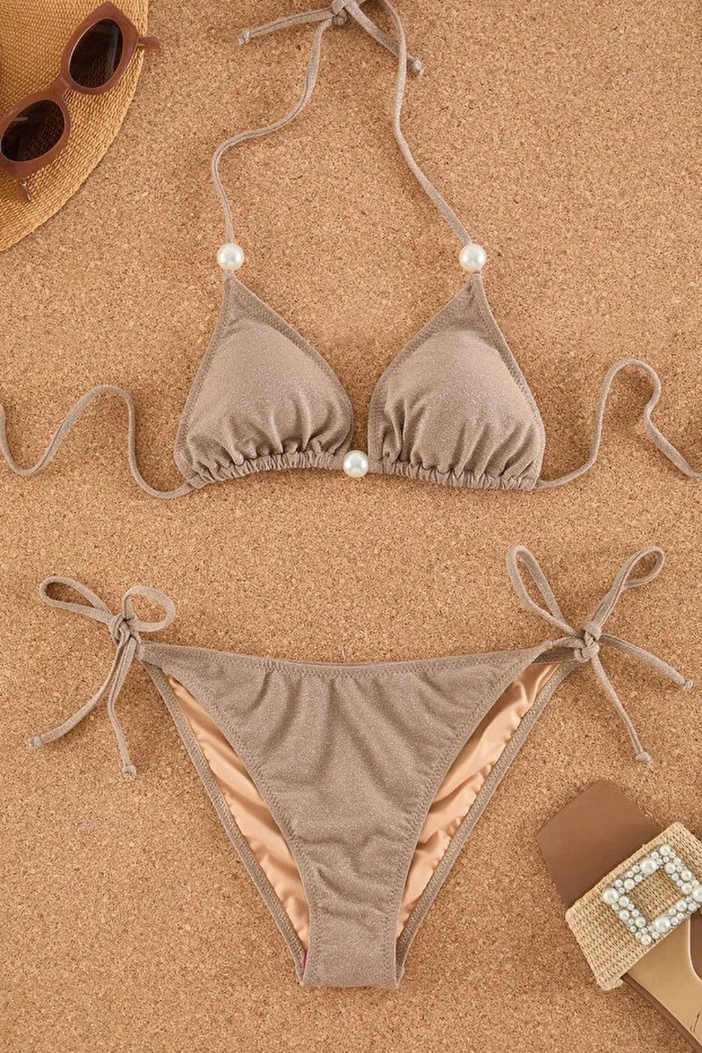 Accessory Triangle Padded Regular High Waist Bikini Set