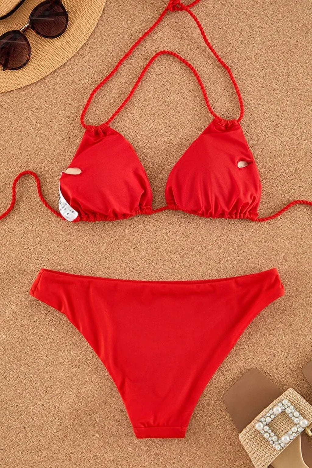 Tunnel Triangle Covered Regular Waist Bikini Set
