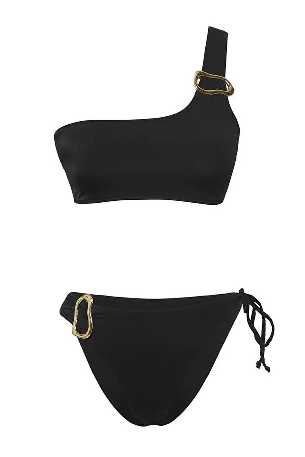 One-Shoulder Covered Regular Waist Bikini Set with Accessories