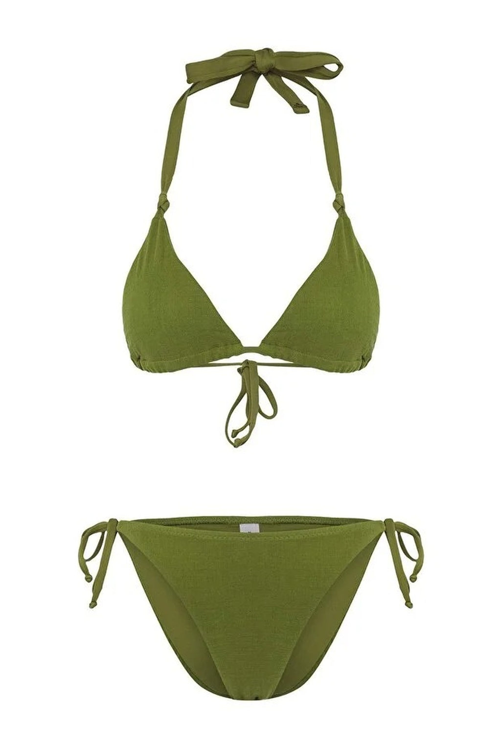 Knotted Triangle Covered Regular Waist Bikini Set