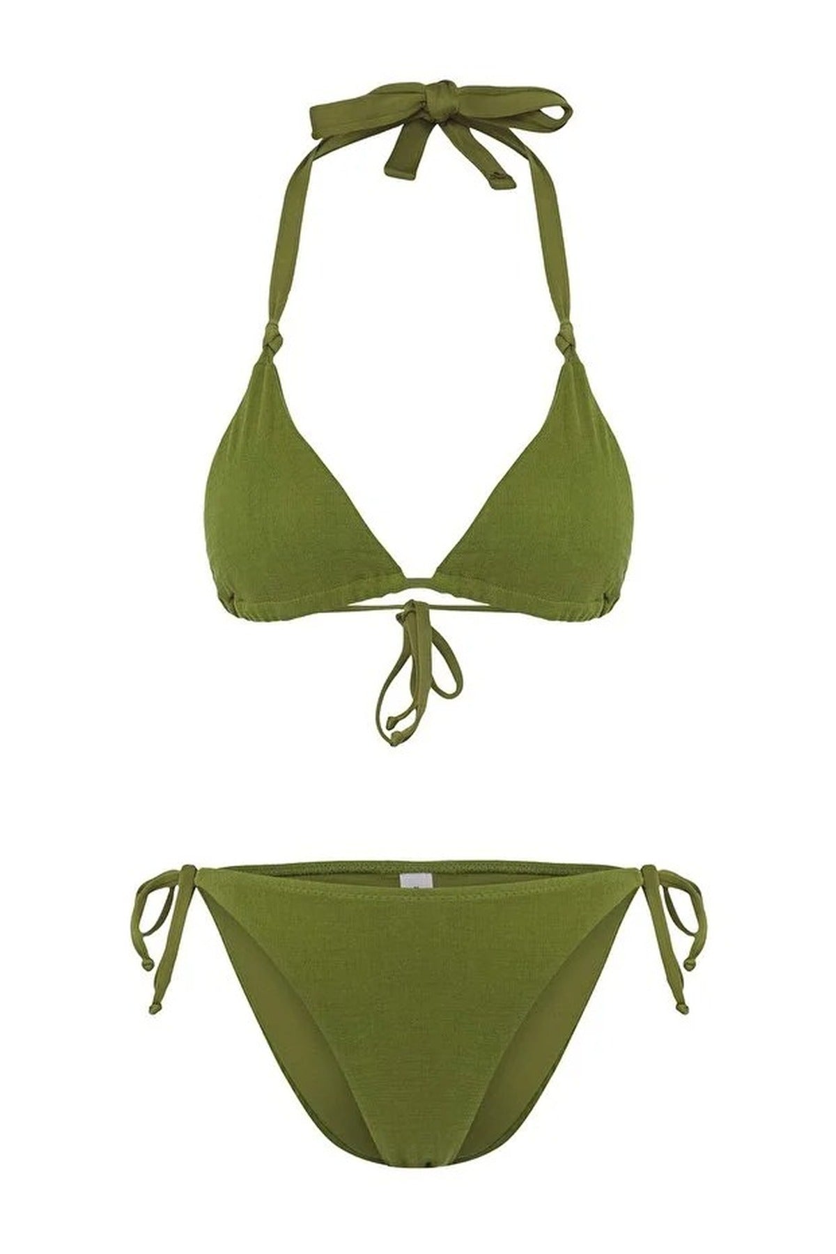 Knotted Triangle Covered Regular Waist Bikini Set