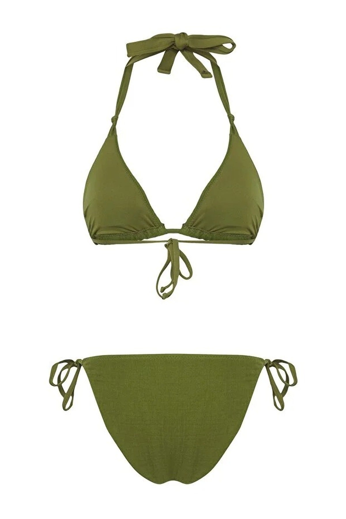Knotted Triangle Covered Regular Waist Bikini Set