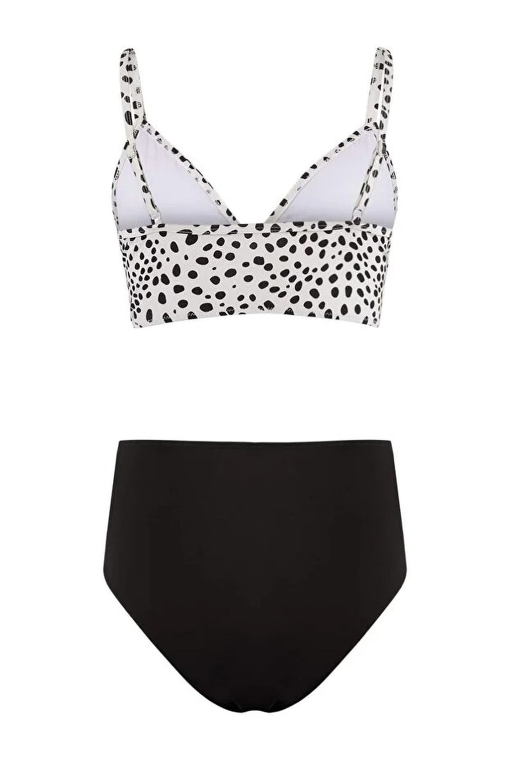 Polka Dot Draped Triangle Covered Hipster High Waist Bikini Set