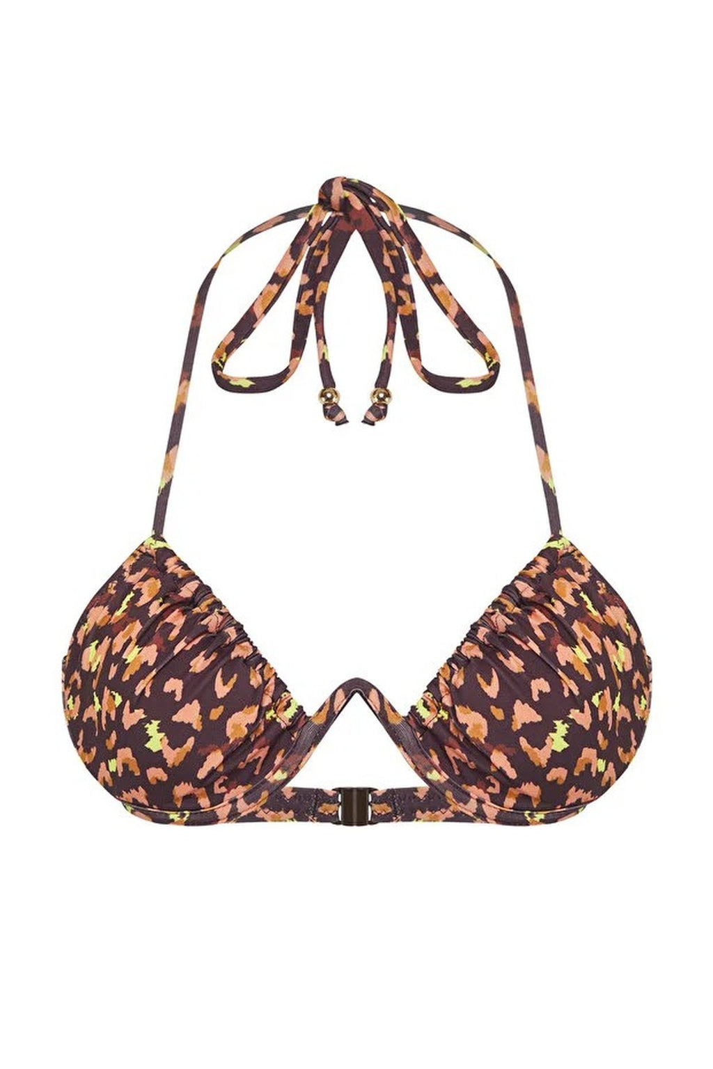 Leopard Print V-Wire Balconette Covered Bikini Top