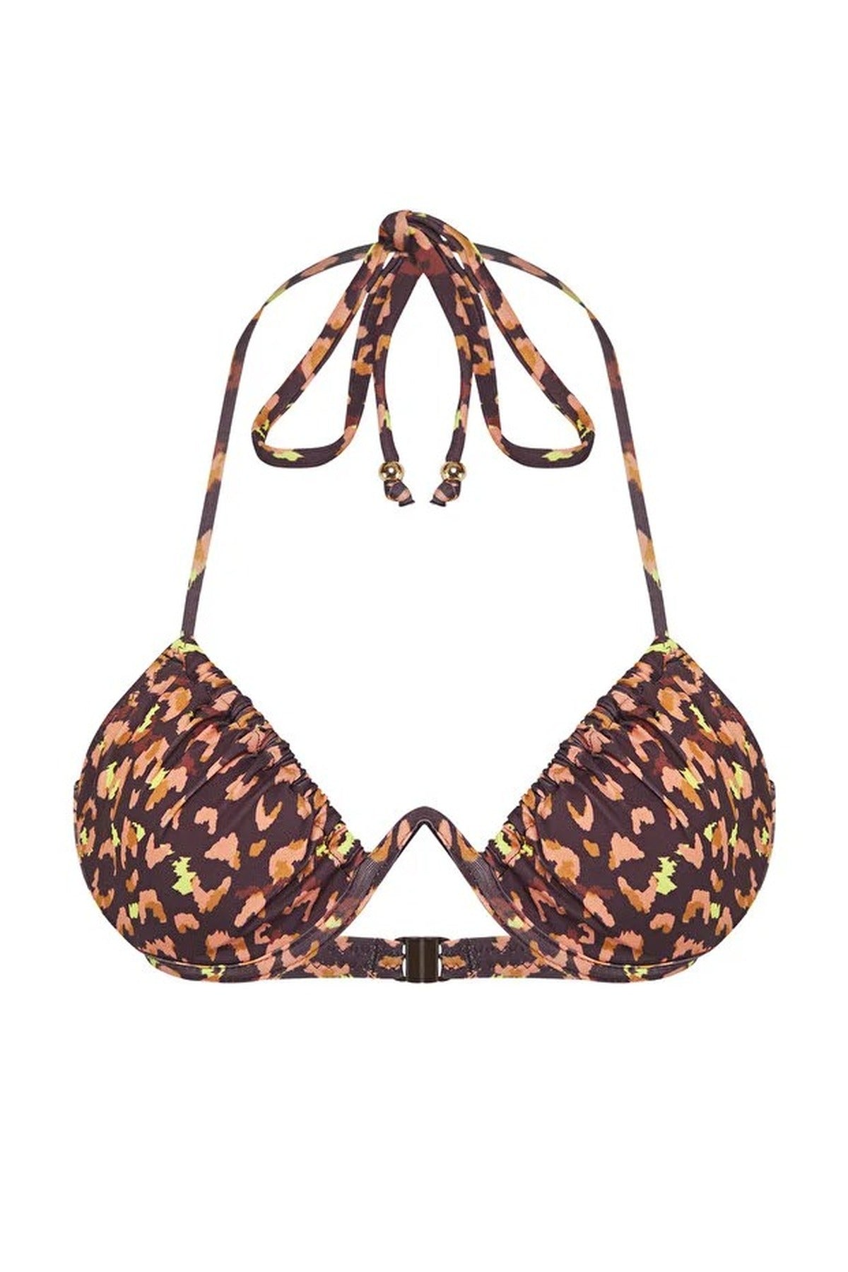 Leopard Print V-Wire Balconette Covered Bikini Top
