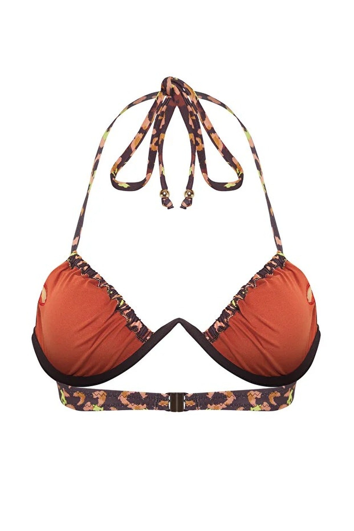 Leopard Print V-Wire Balconette Covered Bikini Top