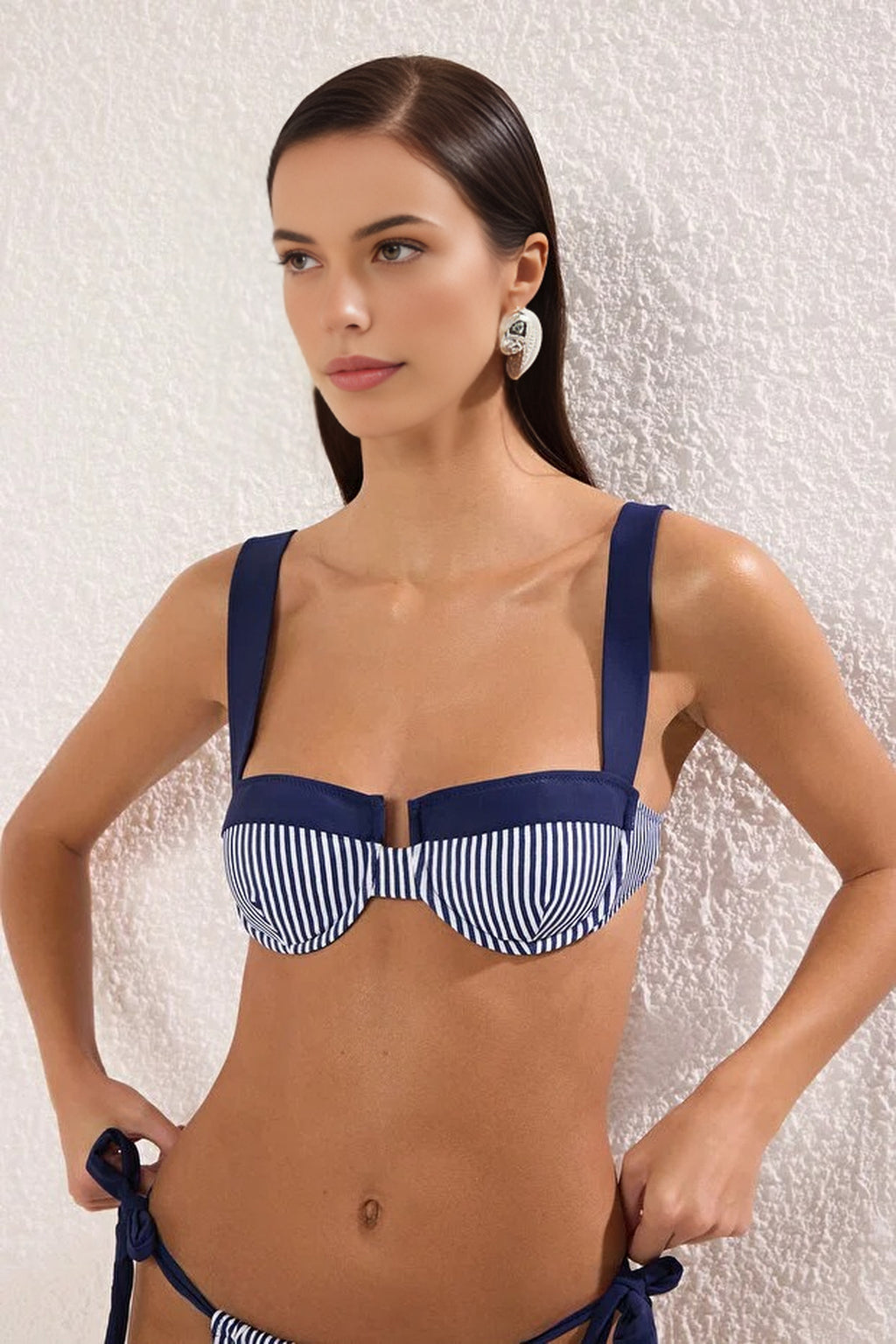 Striped Color Block Balconette Padded Bikini Top
