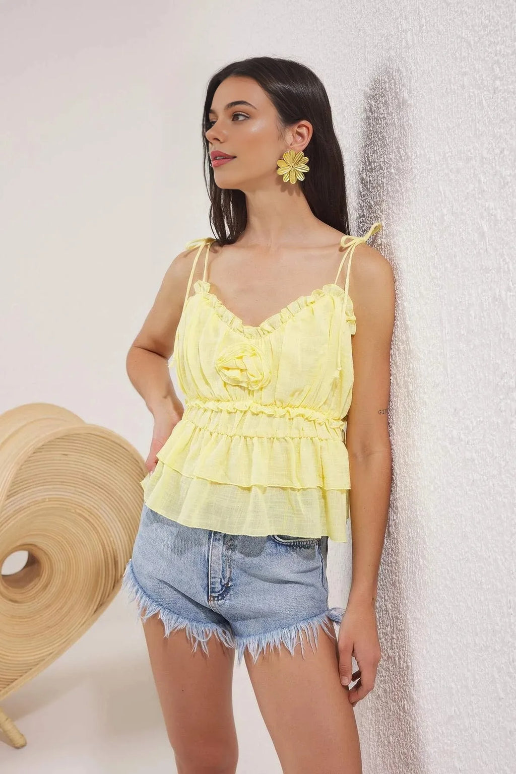 Woven Floral Applique Blouse