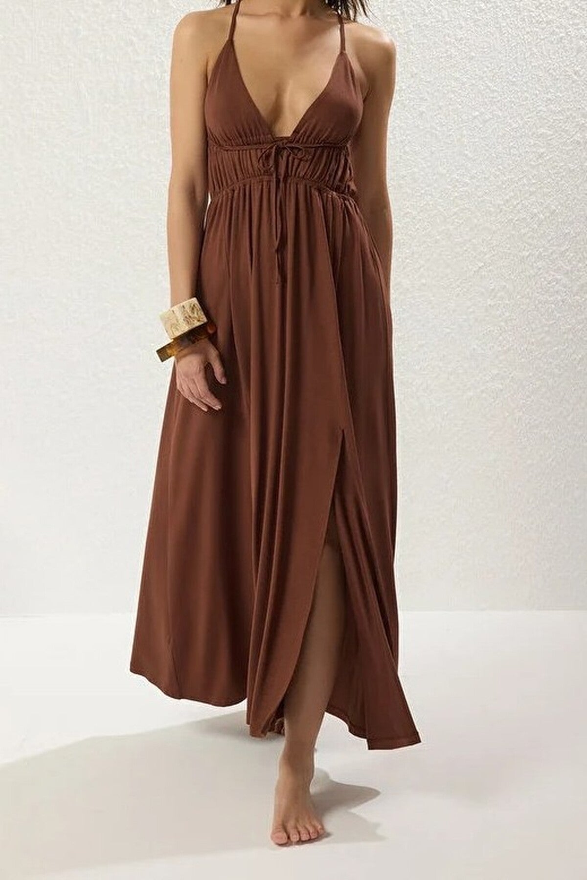 Woven Backless Maxi Beach Dress