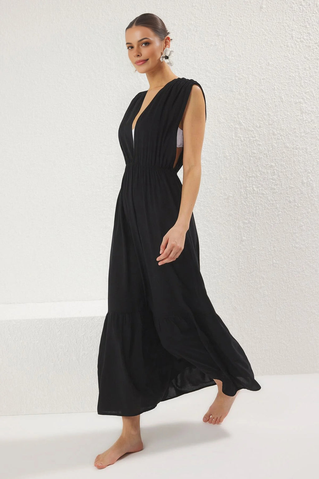 Woven Backless Maxi Beach Dress
