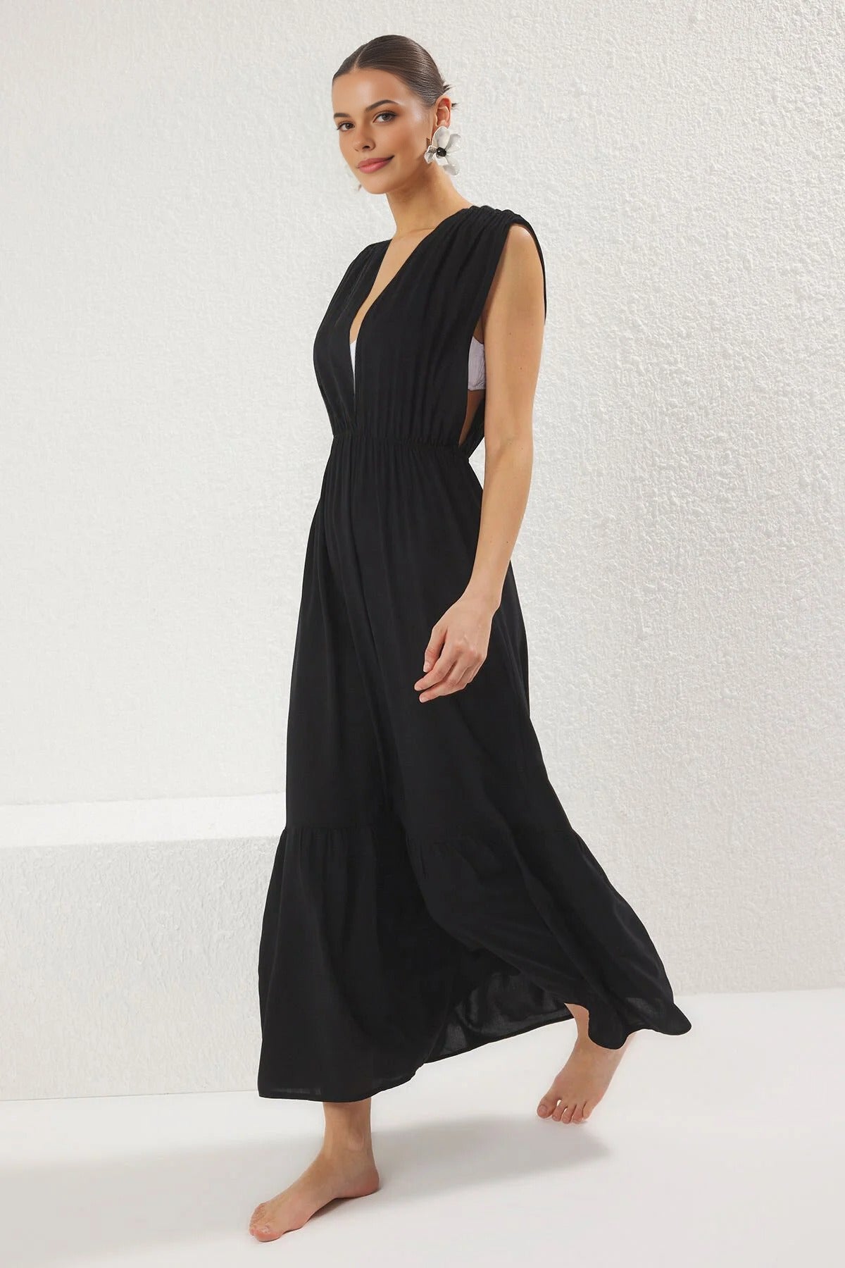Woven Backless Maxi Beach Dress