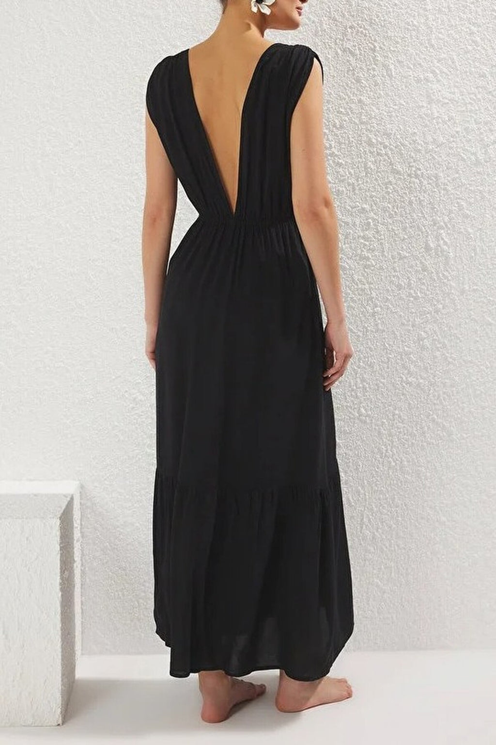 Woven Backless Maxi Beach Dress
