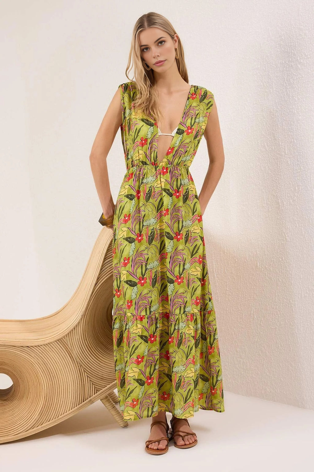 Woven Backless Maxi Beach Dress