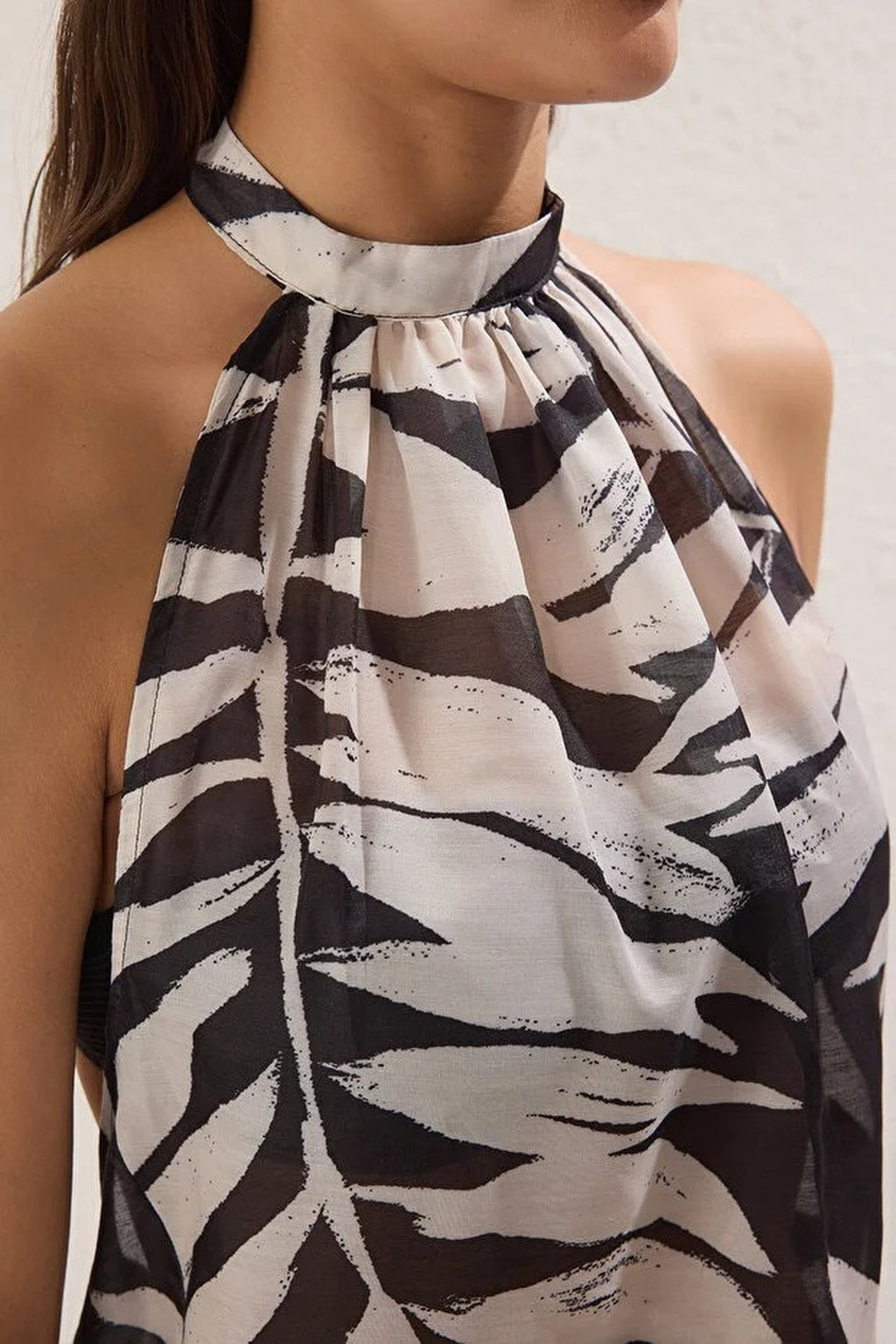 Tropical Patterned Woven Slit Maxi Beach Dress