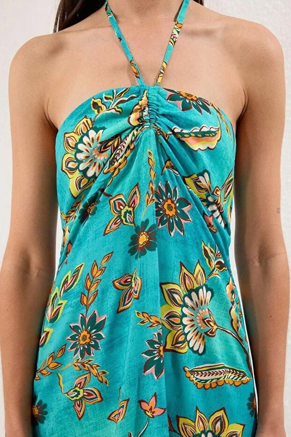 Patterned Woven Ruffled Maxi Beach Dress