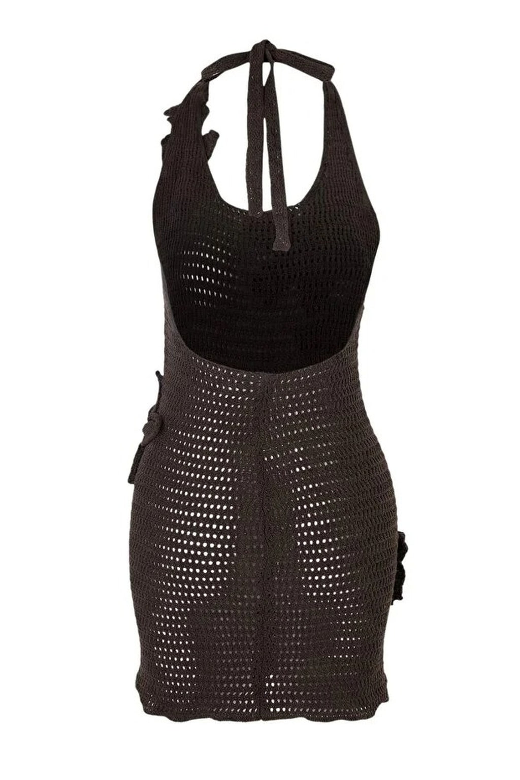 Knitted Floral Applique Beach Mini Dress