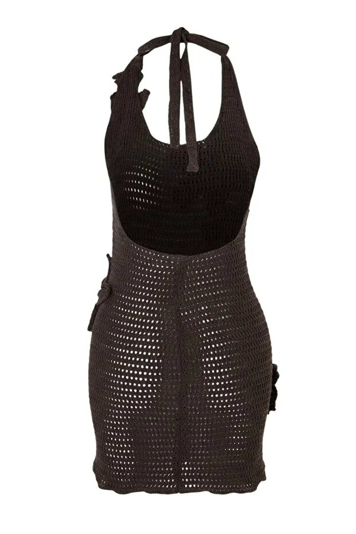 Knitted Floral Applique Beach Mini Dress