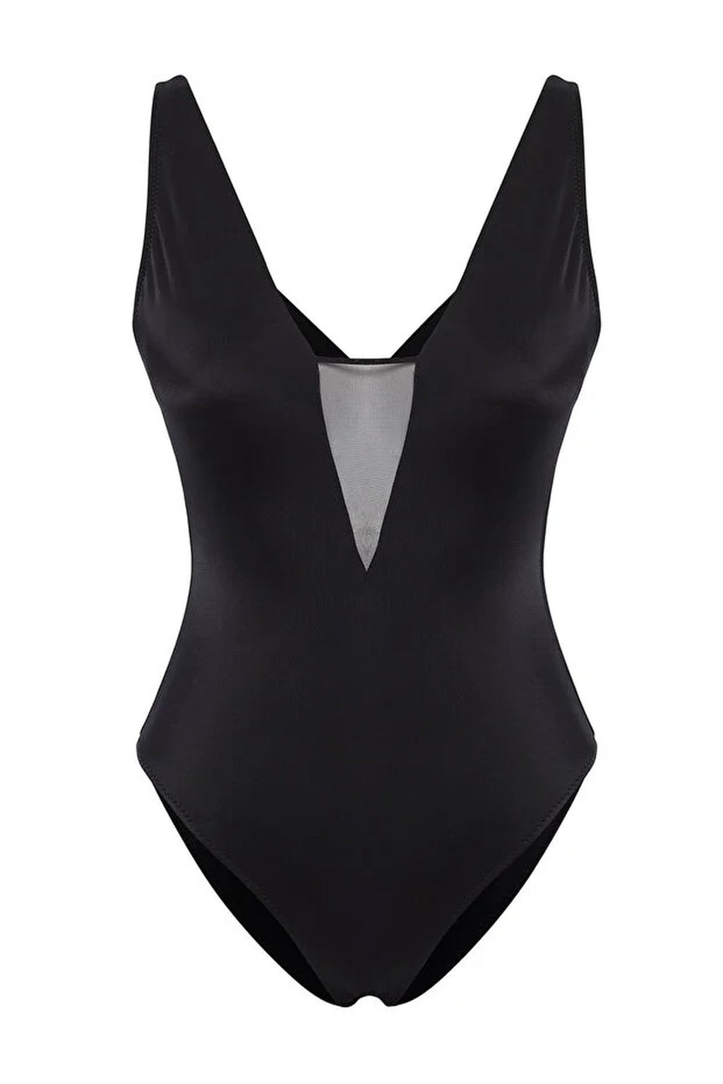 Mesh Detail Deep V-Neck Covered Brazilian Swimsuit