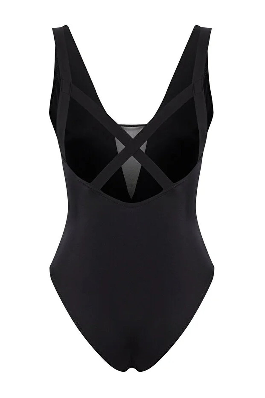 Mesh Detail Deep V-Neck Covered Brazilian Swimsuit
