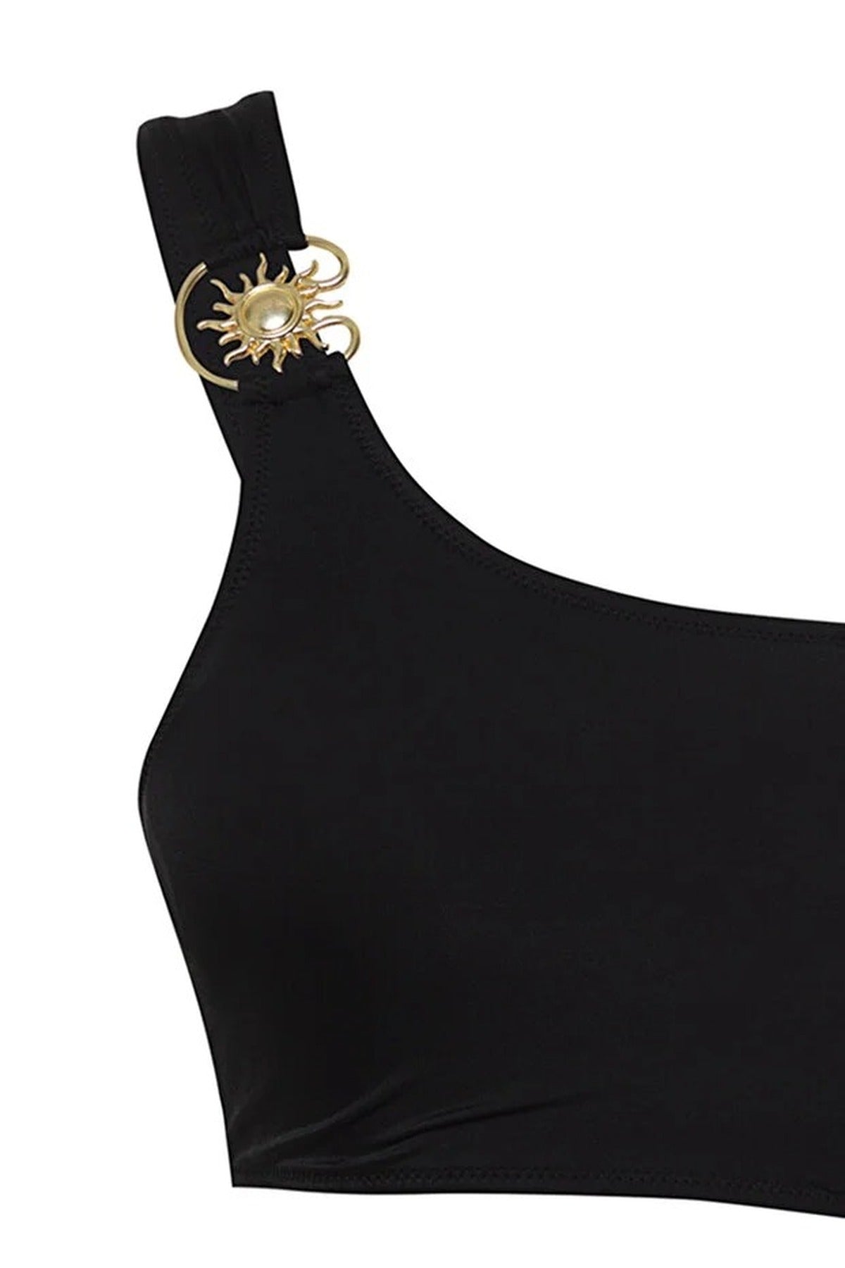 One-Shoulder Premium Cut-Out Detail Regular Swimsuit with Sun Accessory