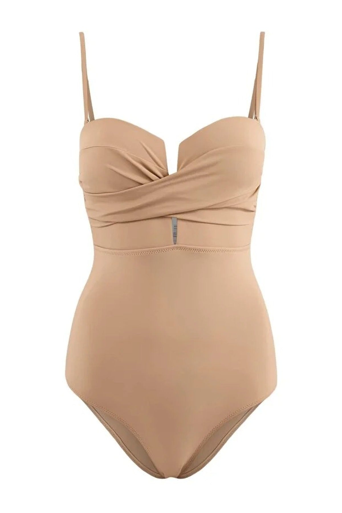 Draped Strapless Covered Hipster Swimsuit
