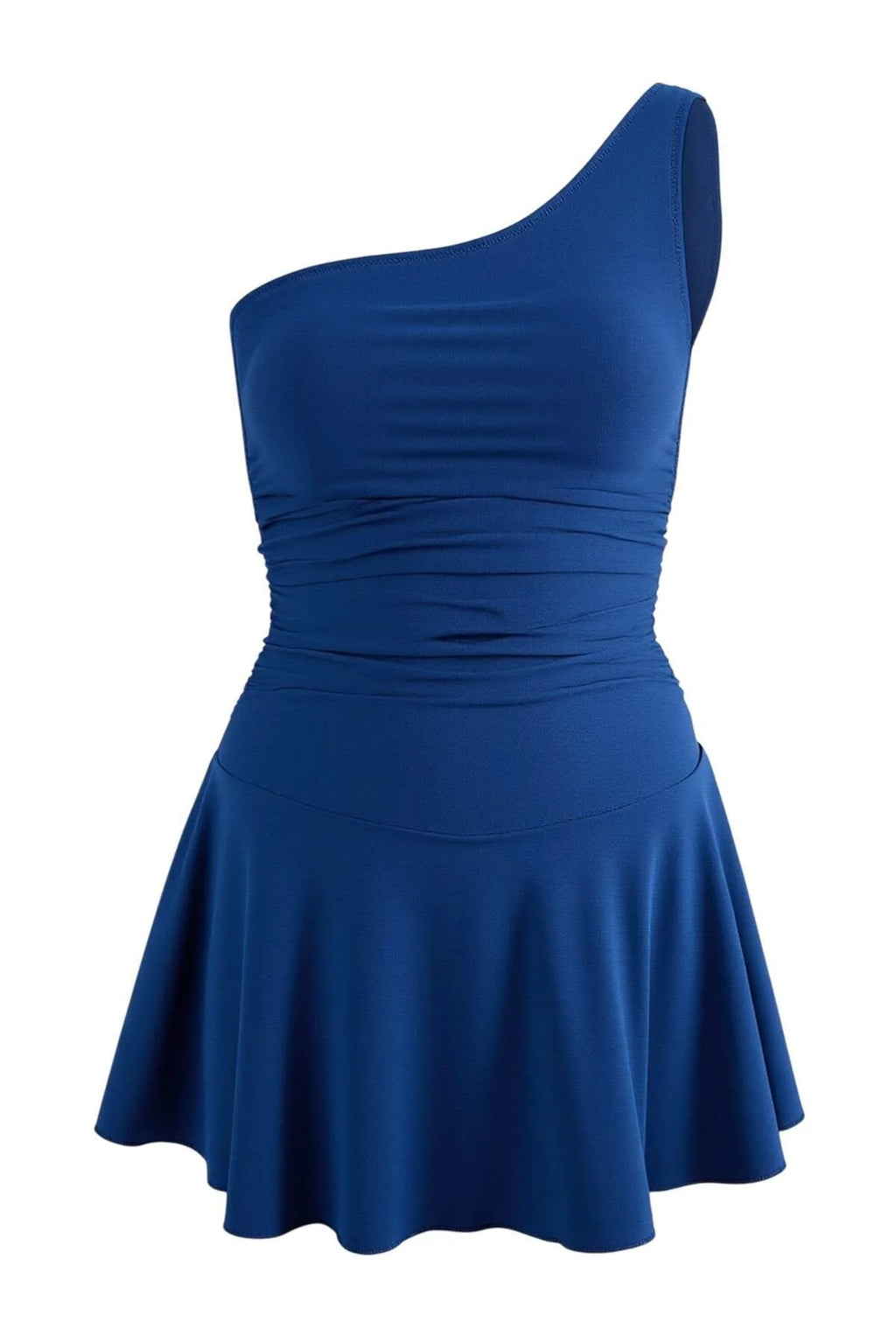 One-Shoulder Covered Short Skirt Basic Swimsuit