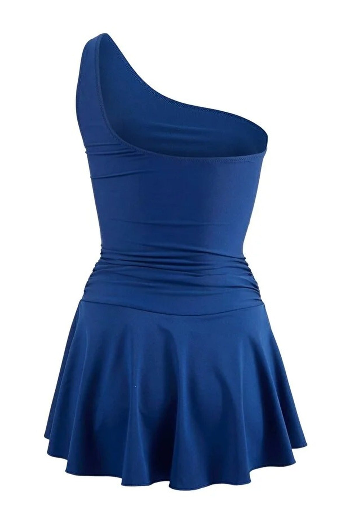 One-Shoulder Covered Short Skirt Basic Swimsuit