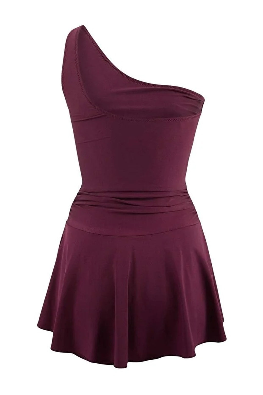 One-Shoulder Covered Short Skirt Basic Swimsuit