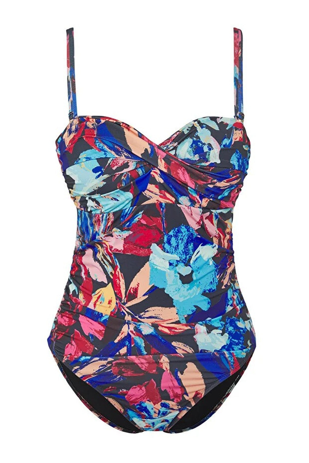 Patterned Draped Strapless Padded Regular Swimsuit