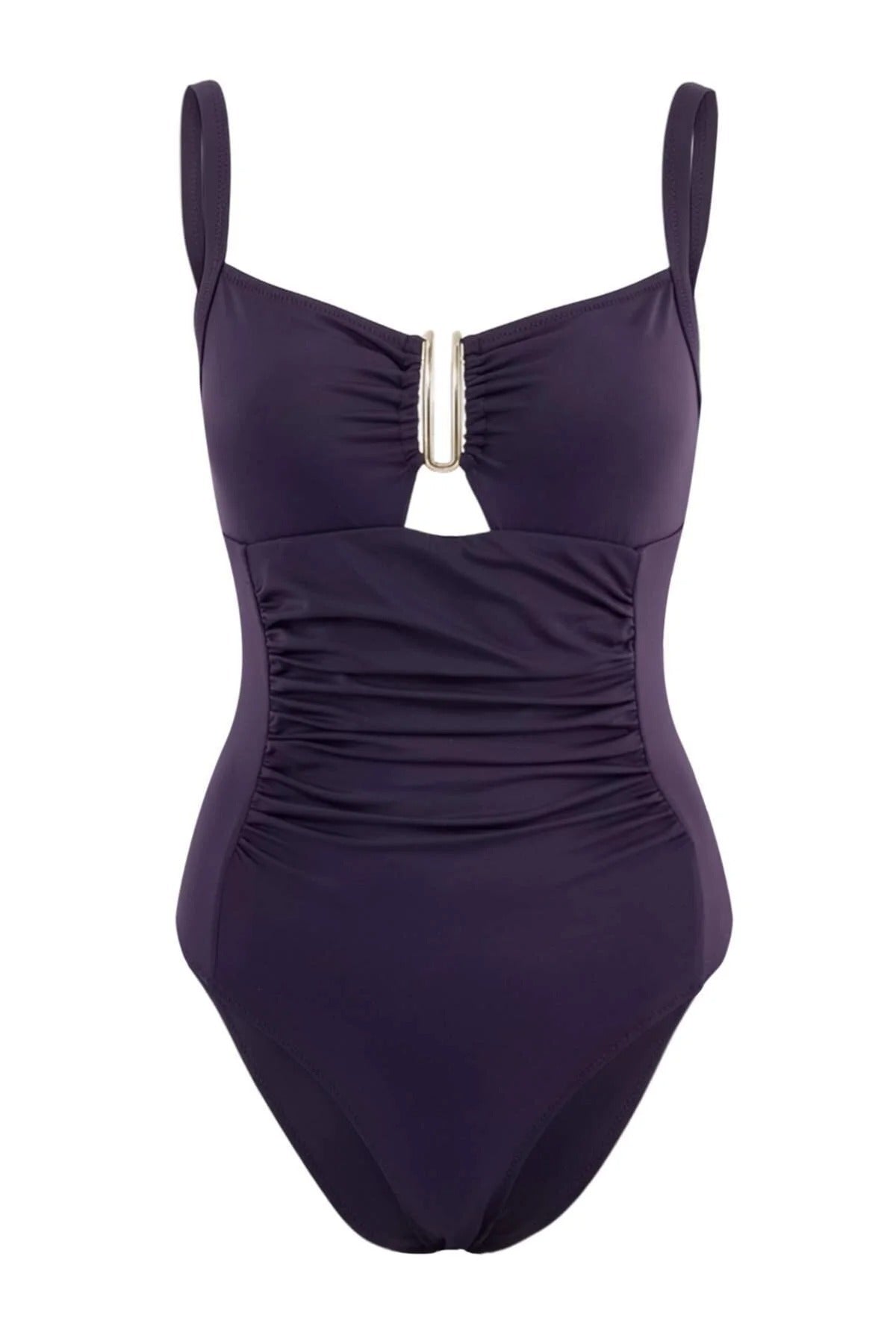 Square Neck Covered Draped Regular Swimsuit with Accessories