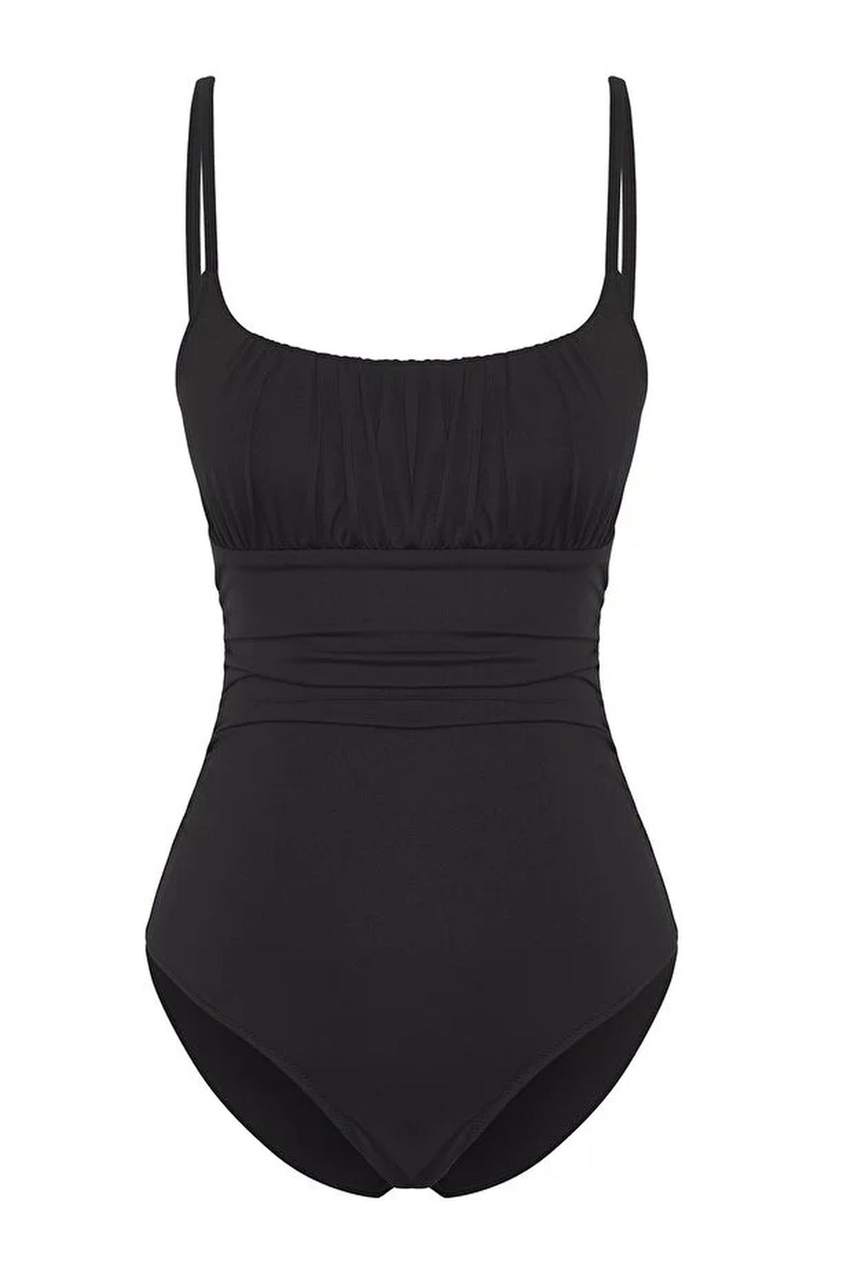 Square Neck Draped Hipster Swimsuit