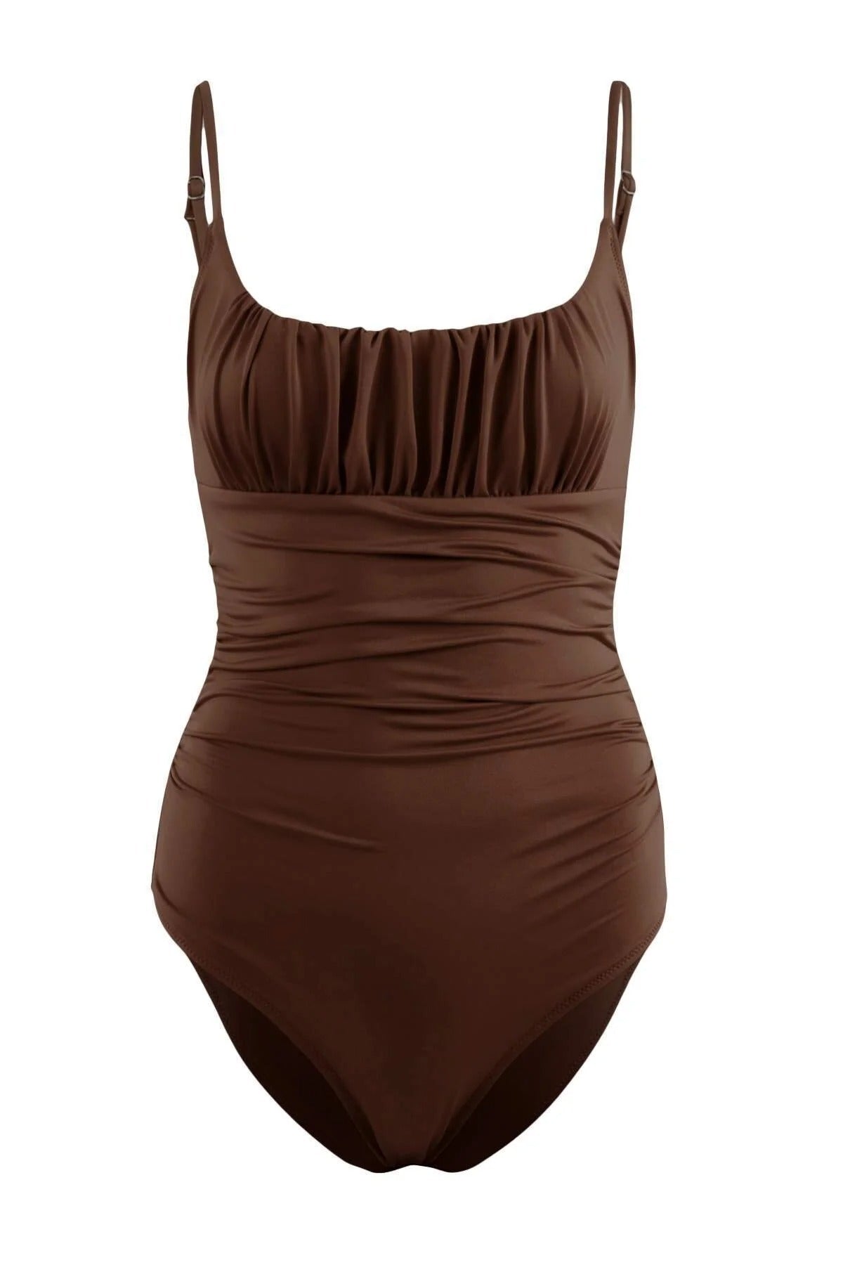 Square Neck Draped Hipster Swimsuit