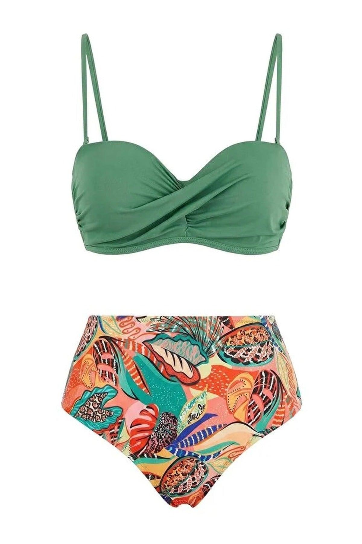 Draped Balconette High Waist Regular Padded Bikini Set