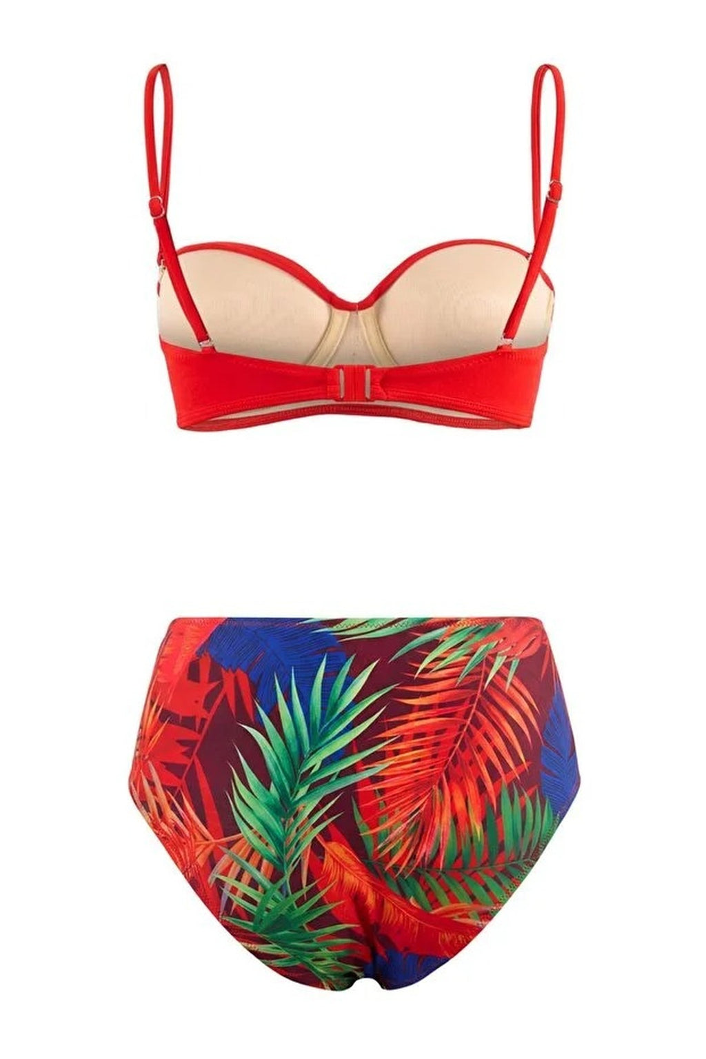 Tropical Patterned Draped Balconette High Waist Regular Padded Bikini Set