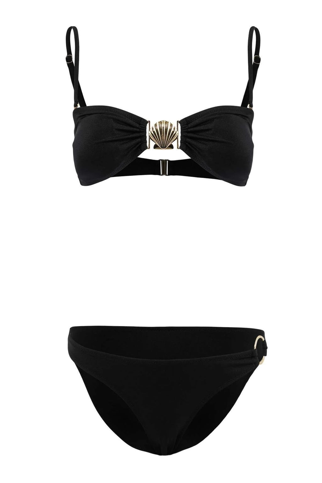 Strapless Padded Low-Waist Regular Bikini Set with Accessories