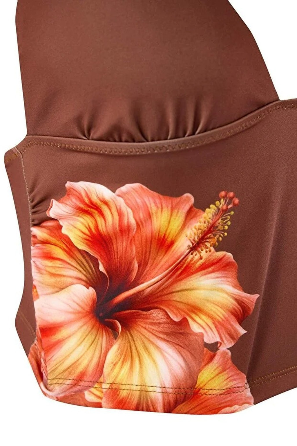 Floral Patterned Tie-Up Tankini Covered Regular Waist Brazilian Bikini Set