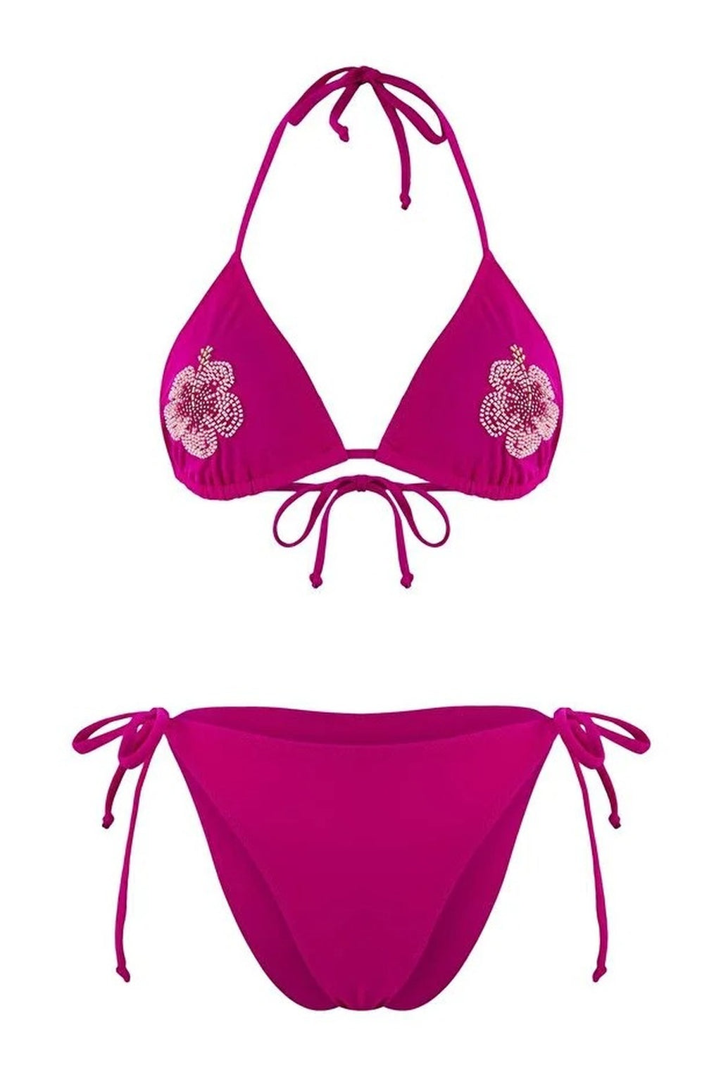 Beaded Accessory Triangle Padded Regular Waist Bikini Set