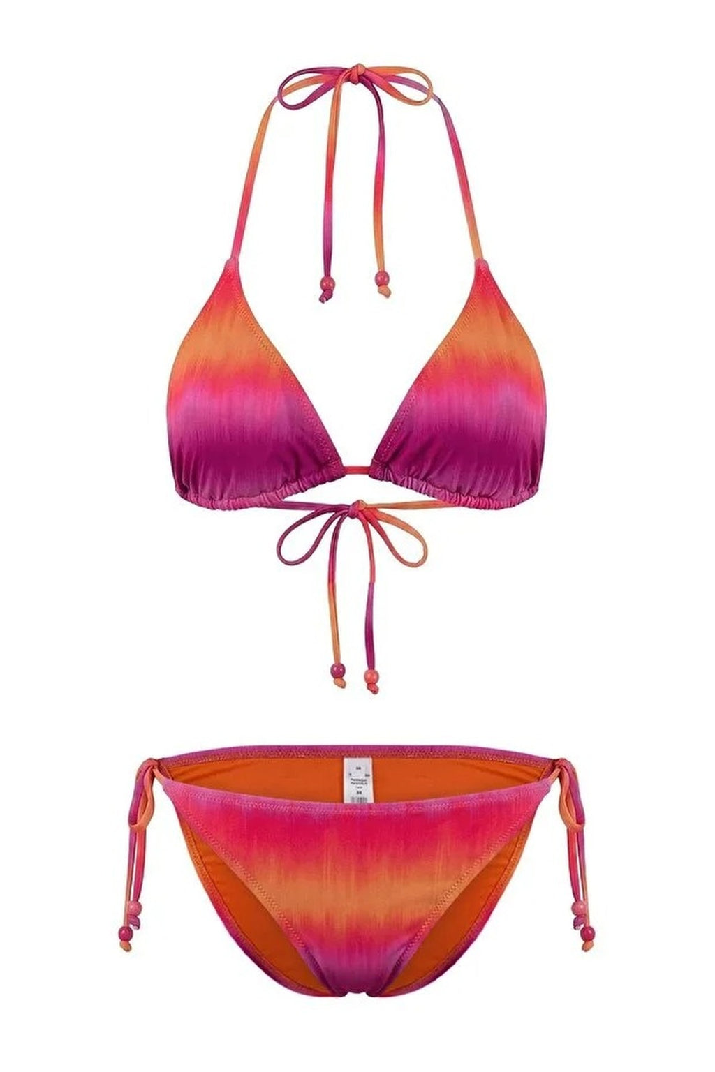 Abstract Patterned Triangle Covered Regular Waist Bikini Set