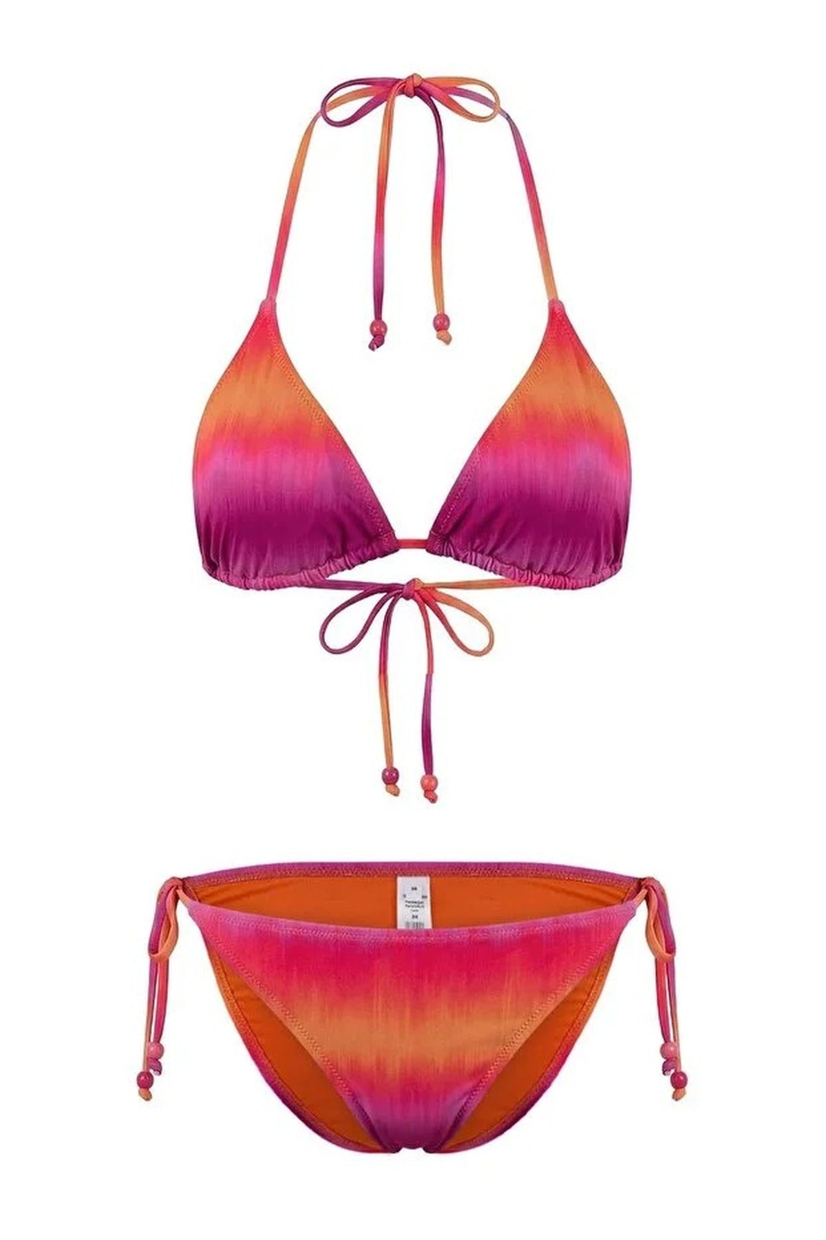 Abstract Patterned Triangle Covered Regular Waist Bikini Set