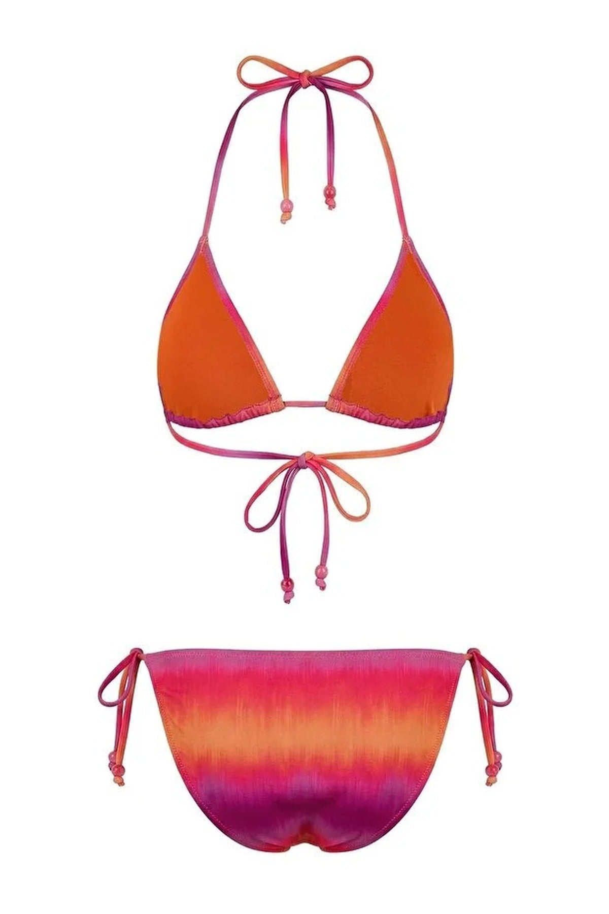 Abstract Patterned Triangle Covered Regular Waist Bikini Set