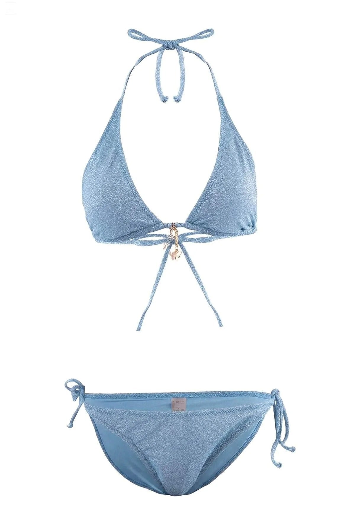Glitter Triangle Covered Charm Accessory Normal Waist Regular Bikini Set