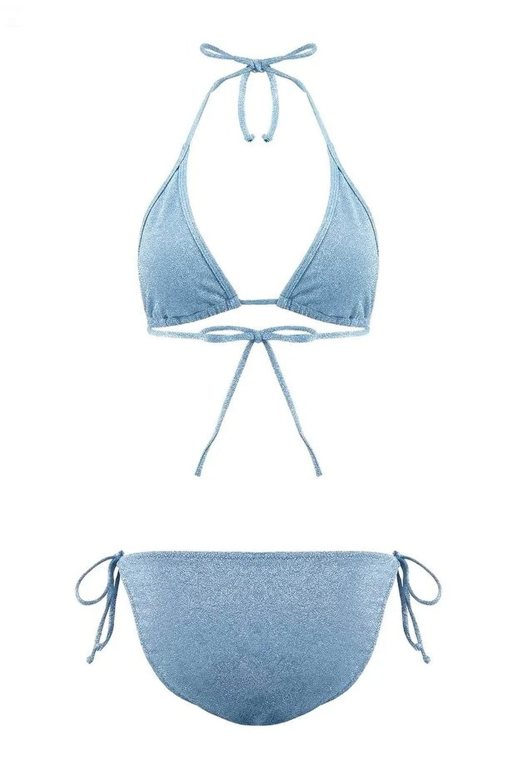 Glitter Triangle Covered Charm Accessory Normal Waist Regular Bikini Set