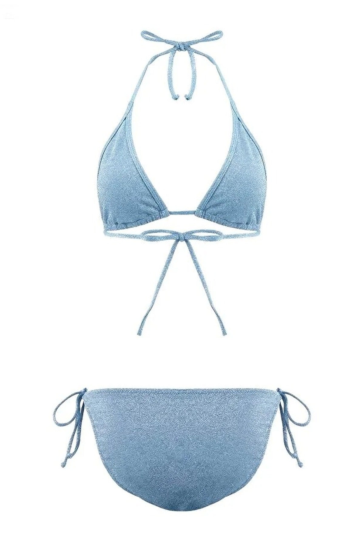 Glitter Triangle Covered Charm Accessory Normal Waist Regular Bikini Set
