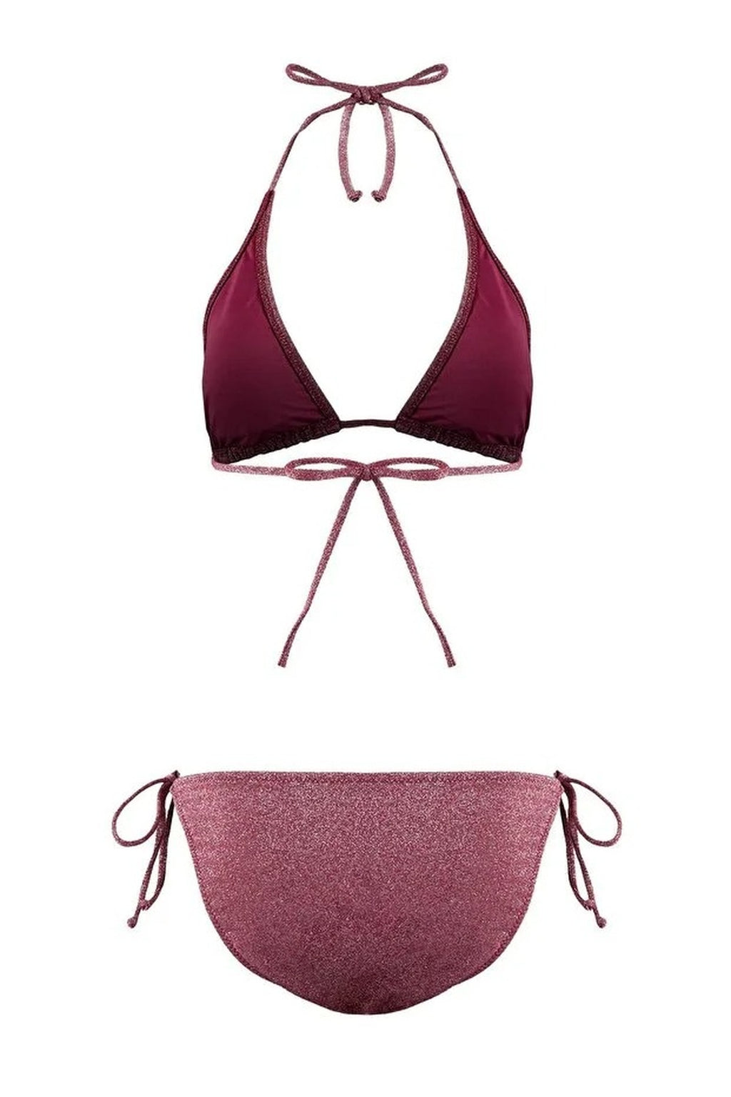Glitter Triangle Covered Charm Accessory Normal Waist Regular Bikini Set