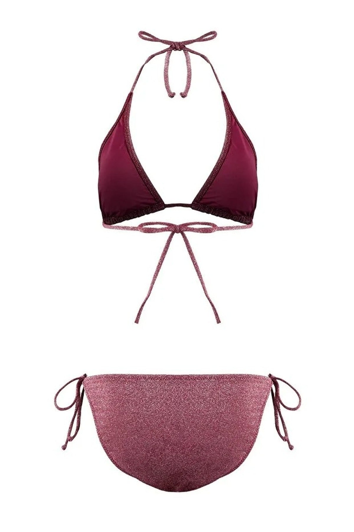 Glitter Triangle Covered Charm Accessory Normal Waist Regular Bikini Set