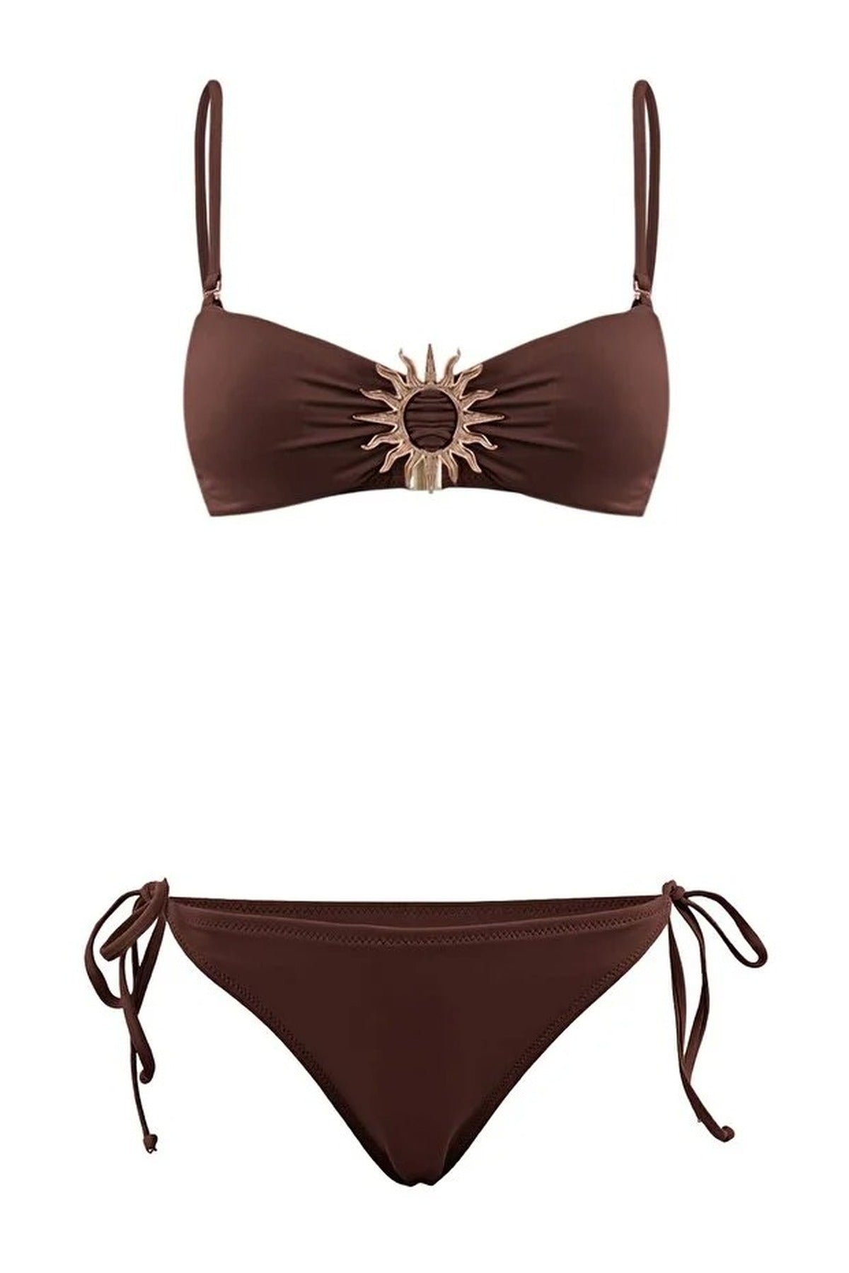 Strapless Padded Regular Waist Bikini Set with Draped Accessories